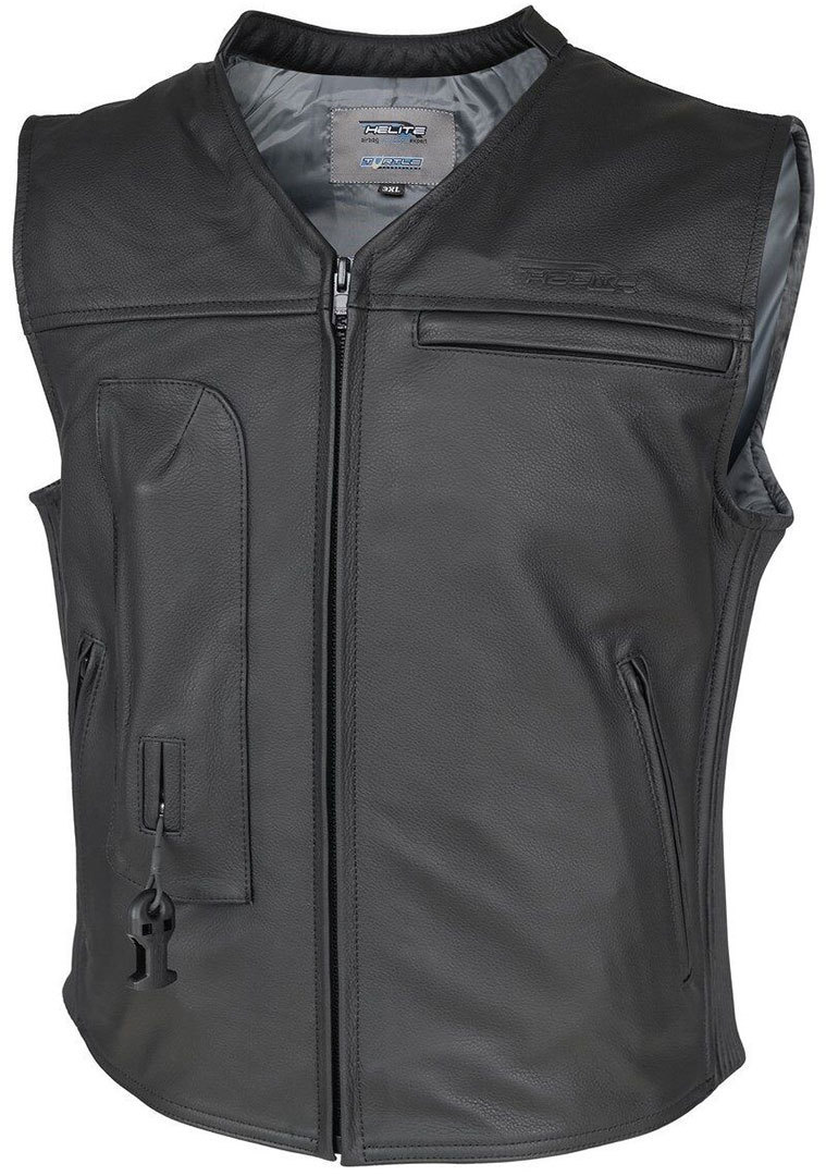 Helite Custom Veste en cuir airbag Noir S