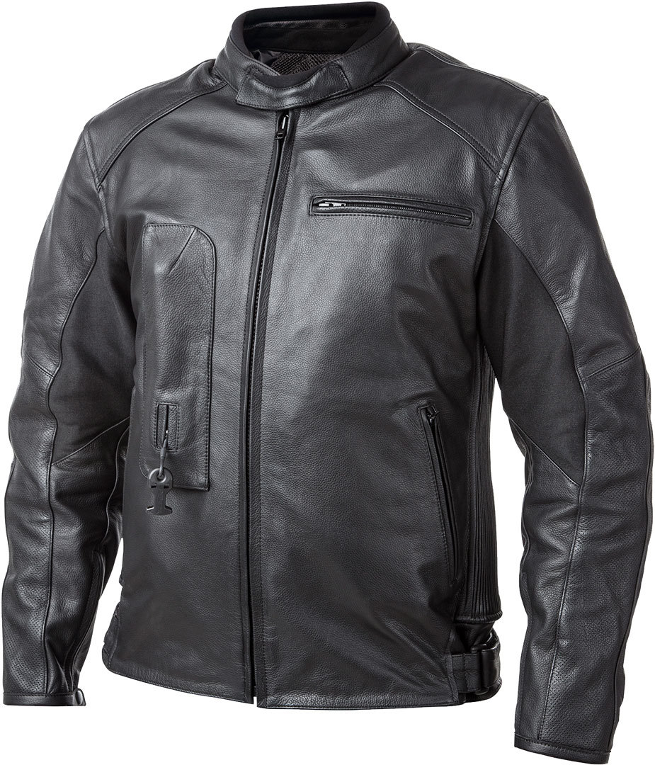 Image of Helite Roadster Veste en cuir de moto airbag Noir 2XL