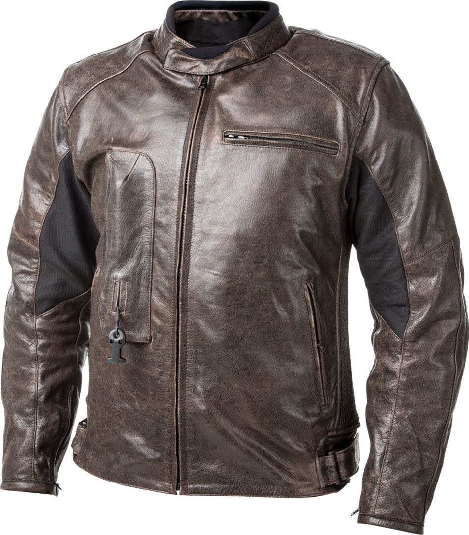 Image of Helite Roadster Veste en cuir de moto airbag Brun 2XL