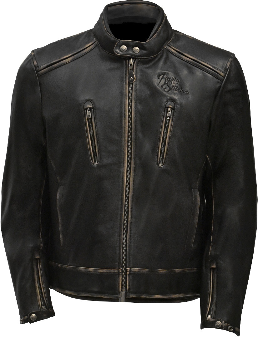 Image of Rusty Stitches Stevie Veste de moto en cuir Noir 3XL