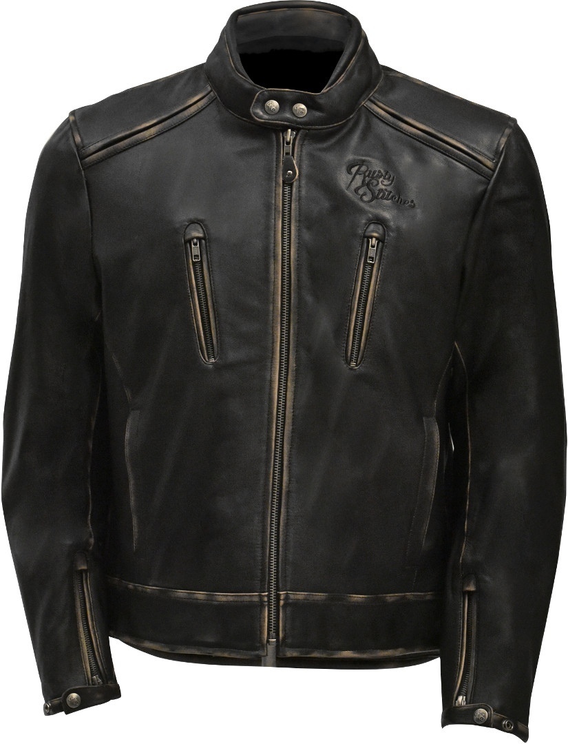 Rusty Stitches Stevie Veste de moto en cuir Noir 3XL