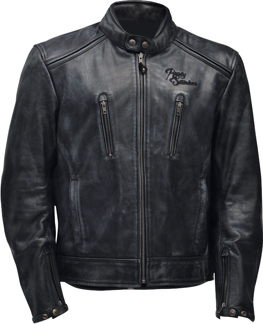 Rusty Stitches Stevie Veste de moto en cuir Noir Gris S