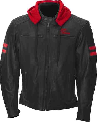 Rusty Stitches Jari Hooded Motorfiets Lederen Jas Zwart Rood rusty stitches kopen in de aanbieding Rusty Stitches Jari Hooded Motorfiets Lederen Jas Zwart Rood rusty stitches kopen in de aanbieding
