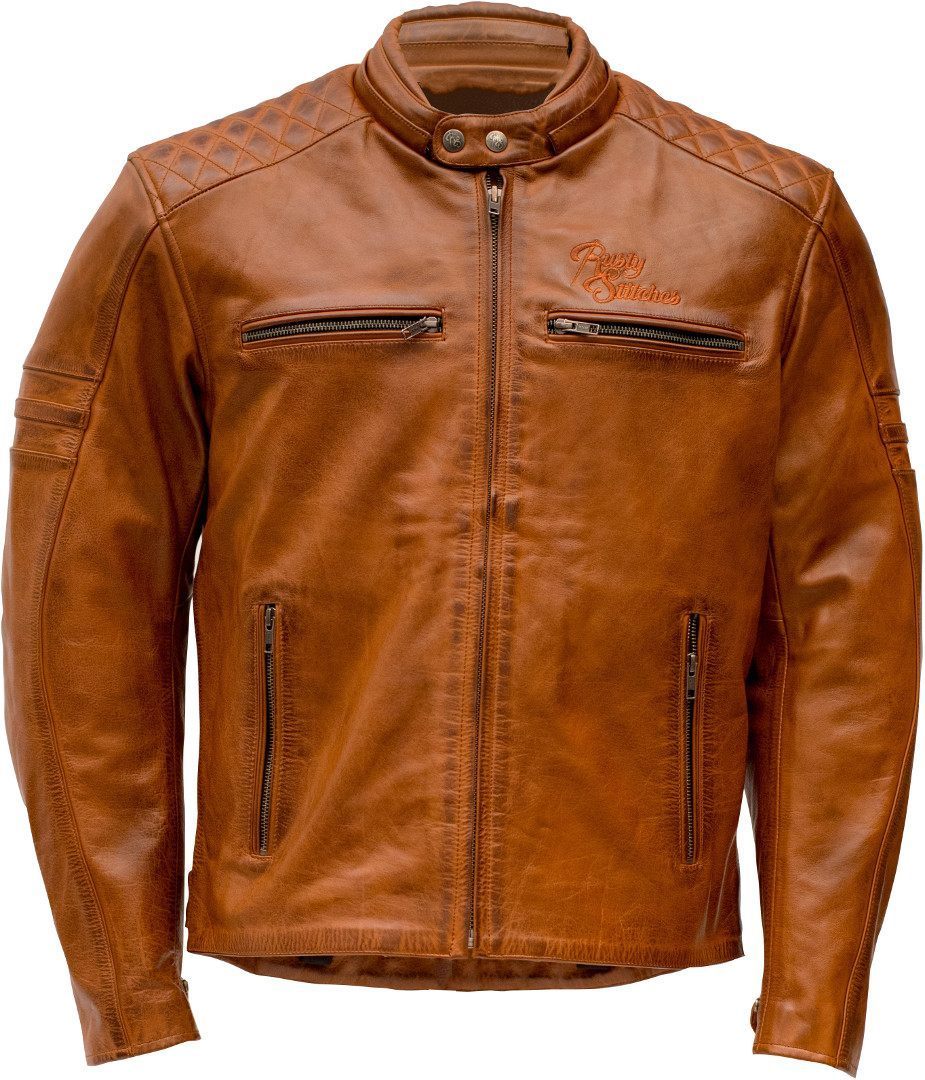 Image of Rusty Stitches Jari Veste de moto en cuir Brun 2XL