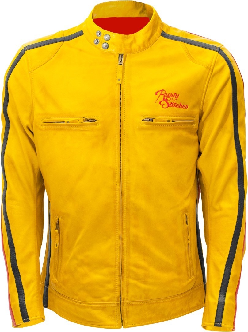 Rusty Stitches Billy Veste de moto en cuir Jaune S