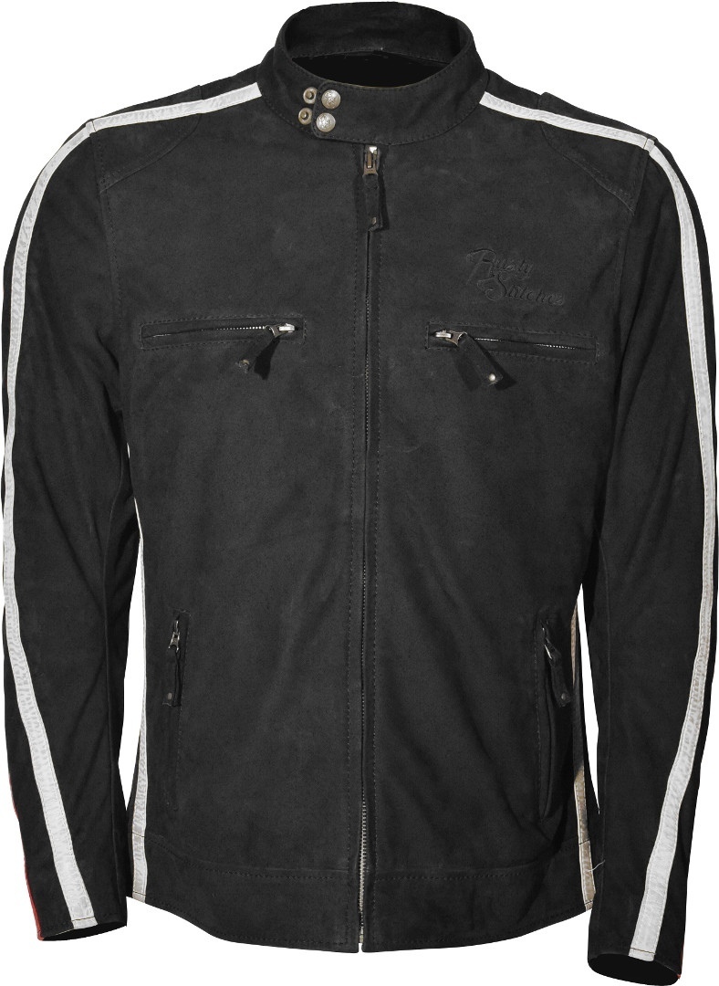 Image of Rusty Stitches Billy Nubuck Veste de moto en cuir Noir 2XL