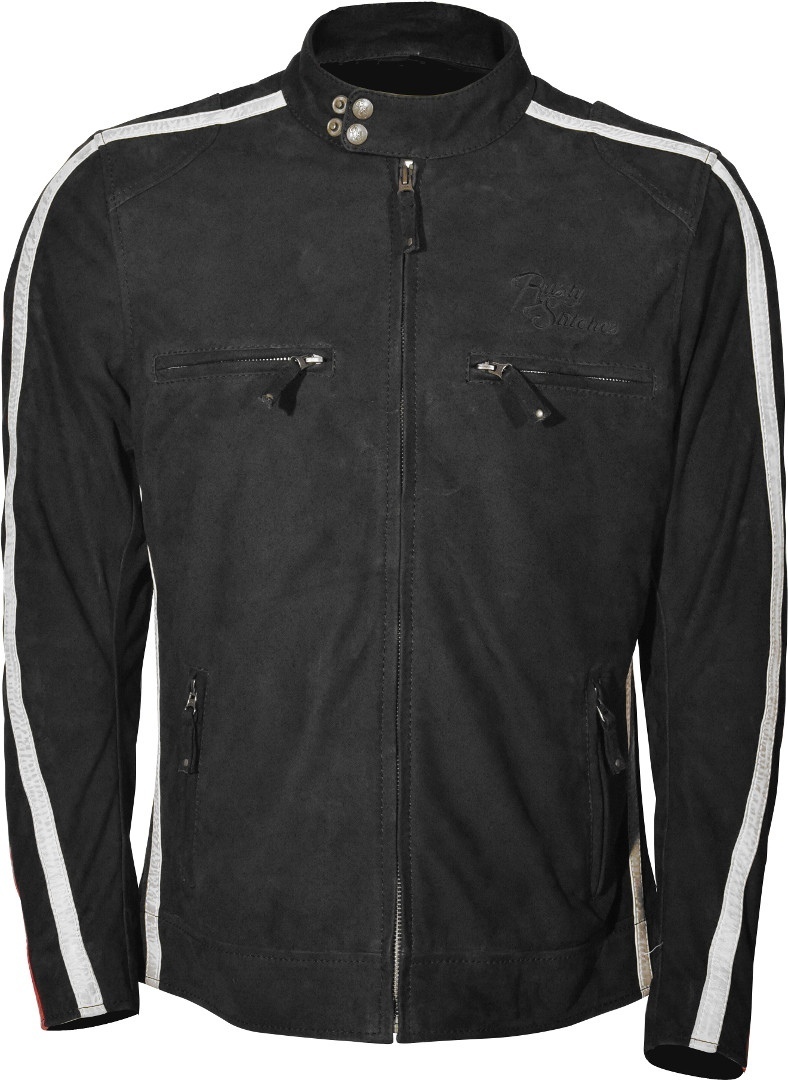 Rusty Stitches Billy Nubuck Veste de moto en cuir Noir S