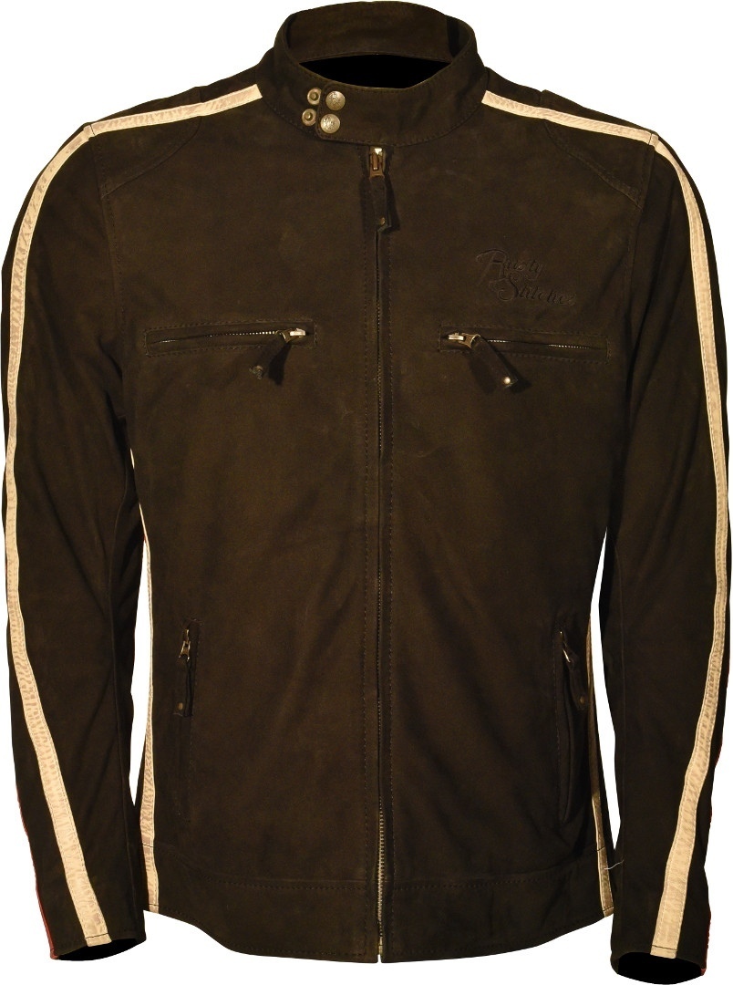 Image of Rusty Stitches Billy Nubuck Veste de moto en cuir Brun L