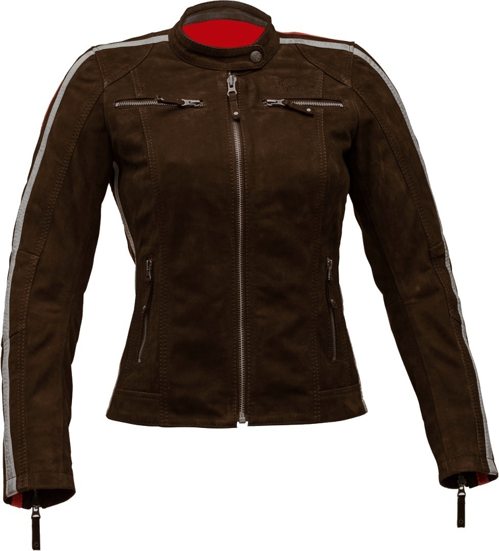 Image of Rusty Stitches Uma Nubuck Veste de moto en cuir de dames Brun 36