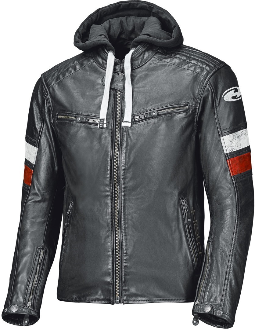 Held Macs Veste de moto en cuir Noir Blanc Rouge 64