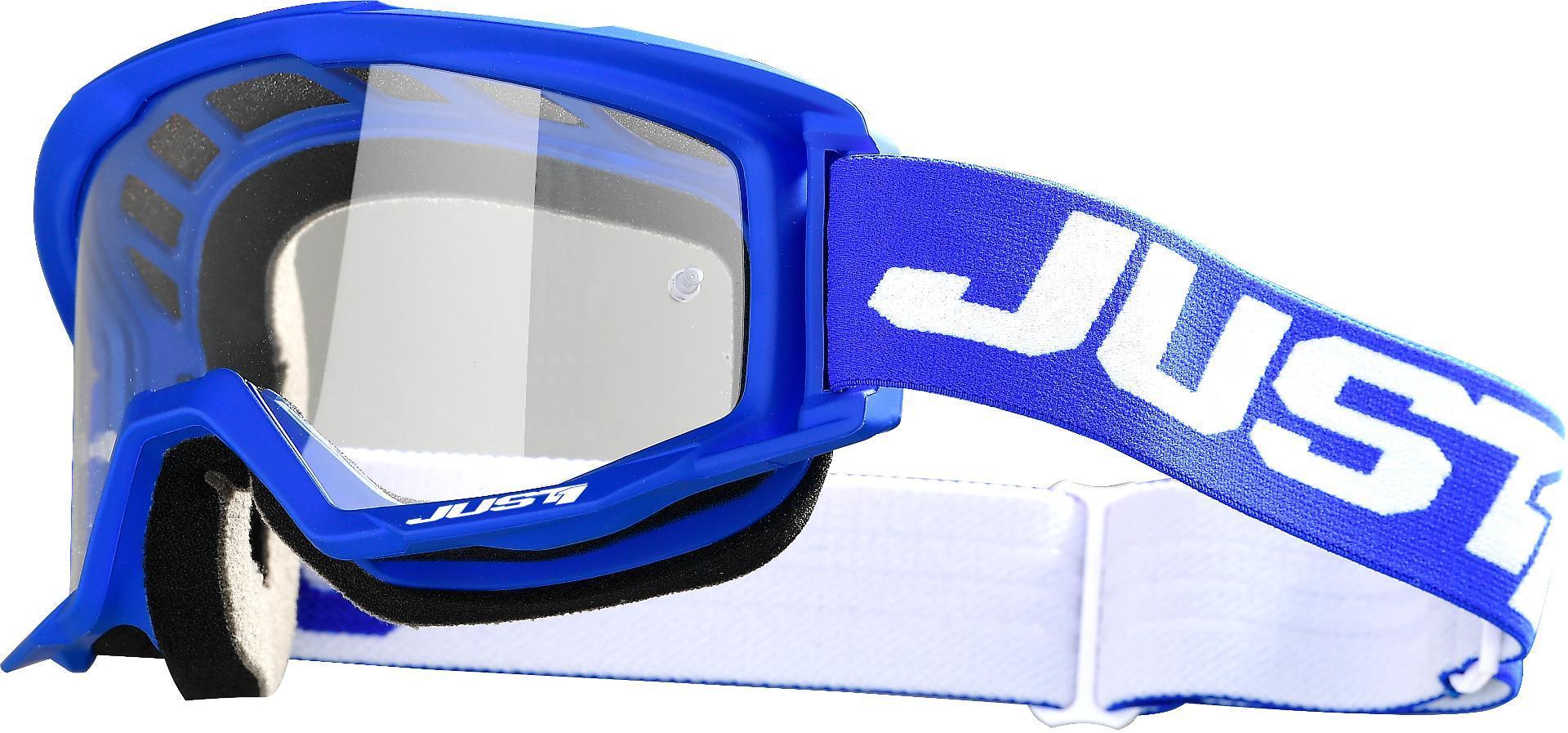 Just1 Vitro Masques de motocross Blanc Bleu unique taille