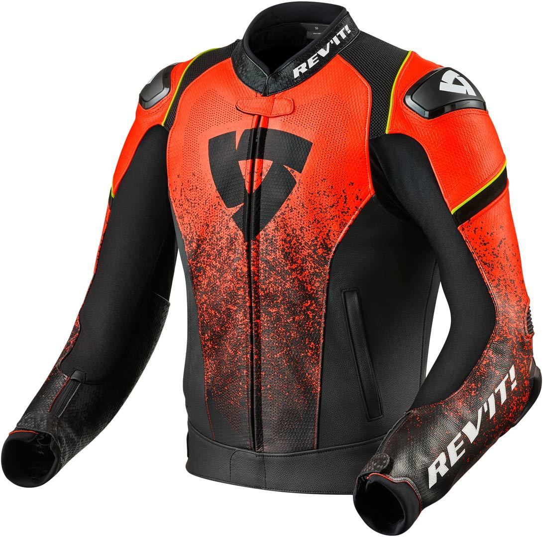 Revit Quantum Veste en cuir de moto Noir Rouge 50