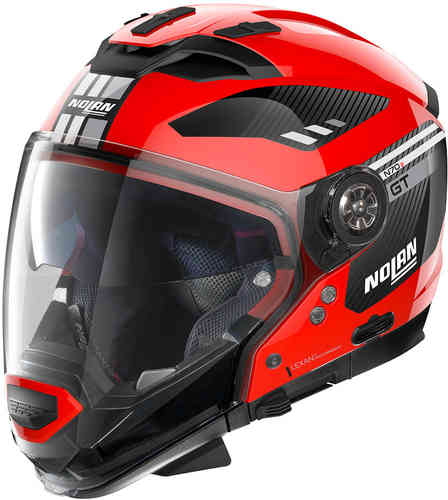 Nolan N70 2 Gt Bellavista N Com Helm Zwart Rood nolan kopen in de aanbieding