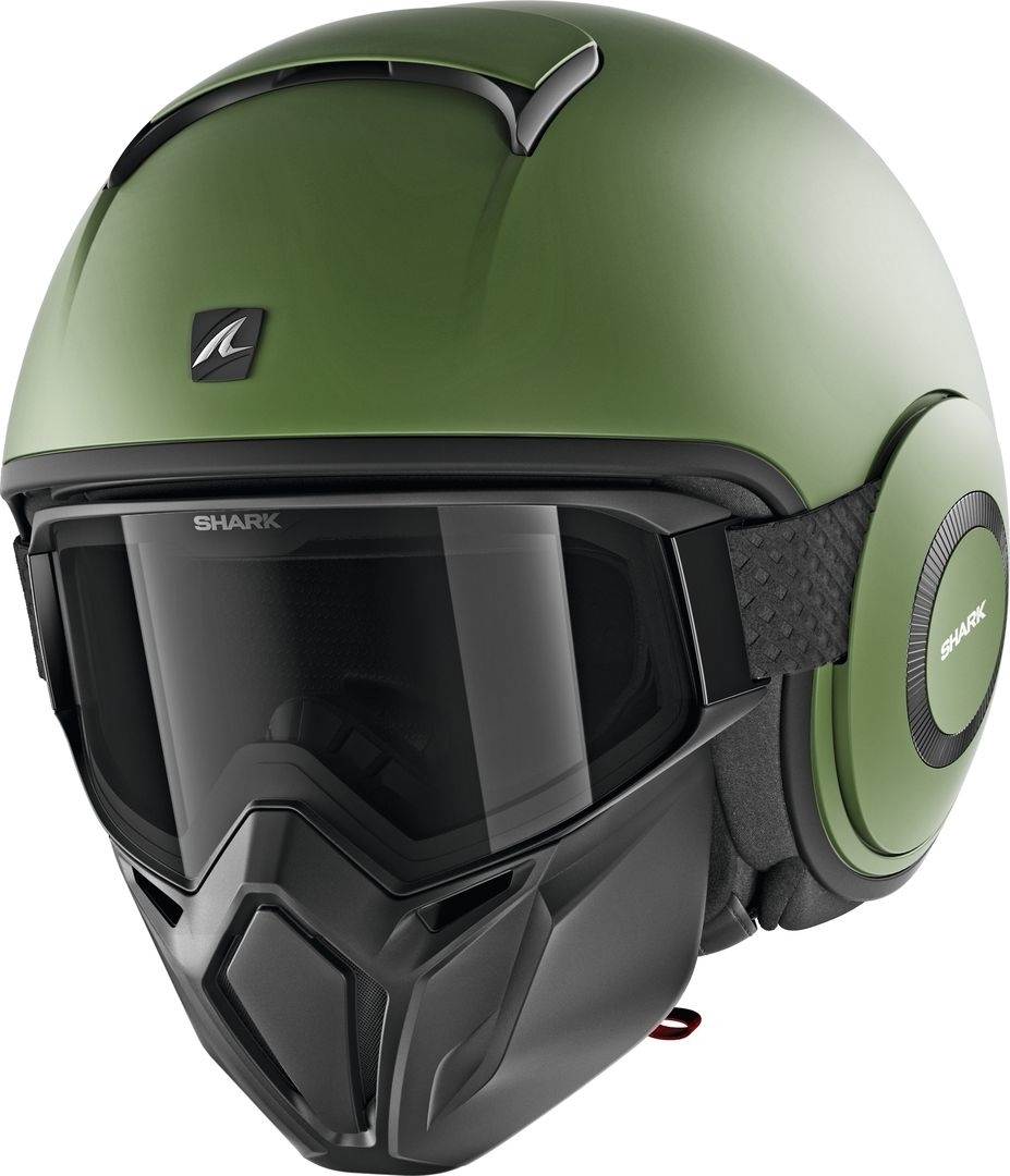 Shark Street-Drak Blank Mat Casque jet Vert XS