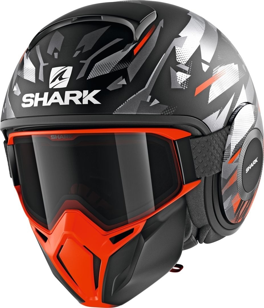 Shark Street-Drak Kanhji Mat Casque jet Noir Orange XS