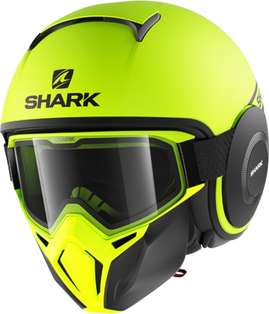 Shark Street-Drak Neon Mat Casque jet Noir Jaune XS