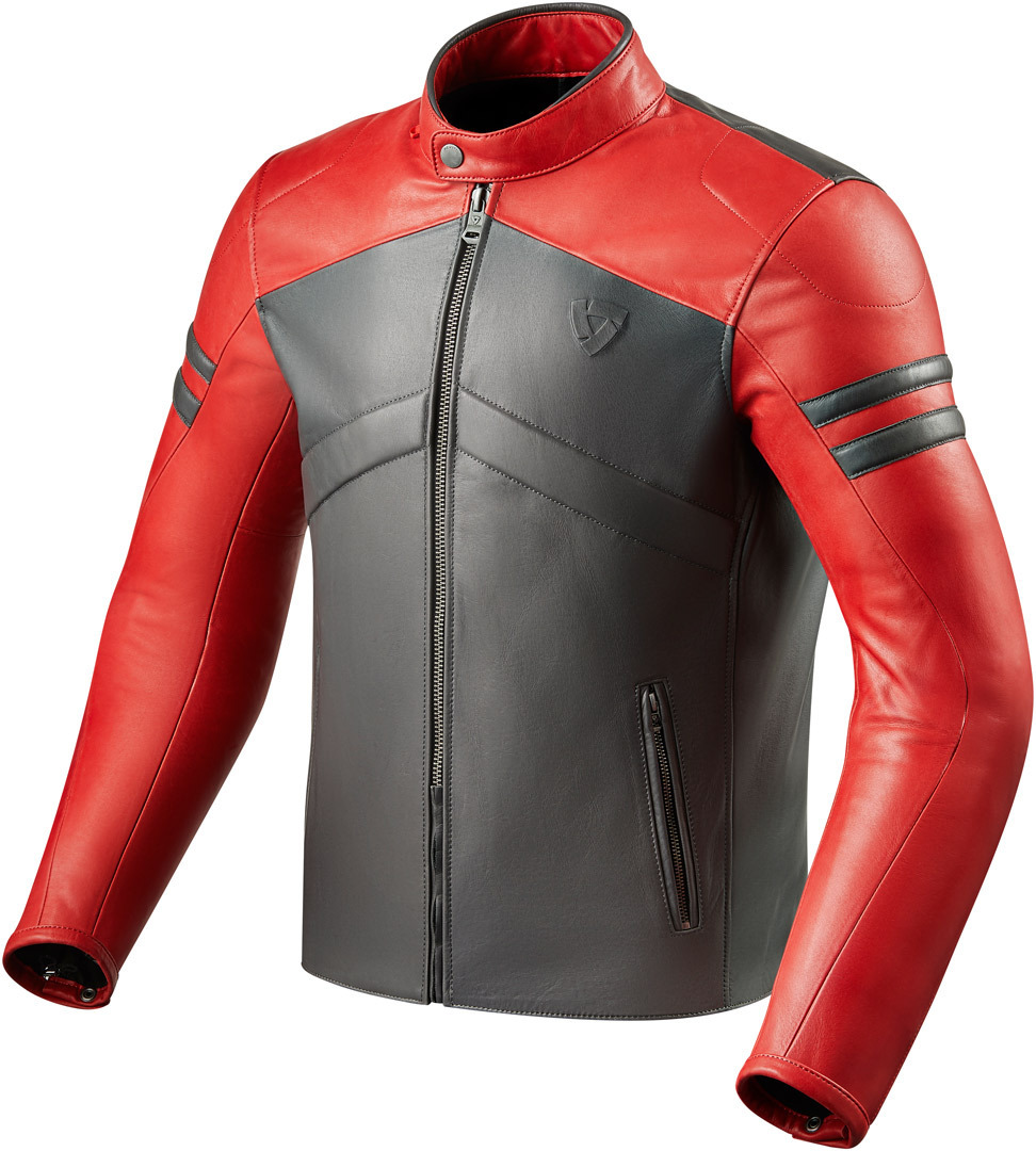 Revit Prometheus Veste de moto en cuir Gris Rouge 52