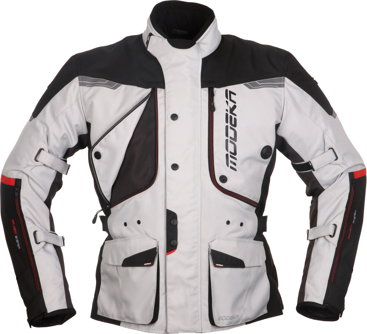 Image of Modeka Aeris Veste Textile moto Noir Gris 10XL