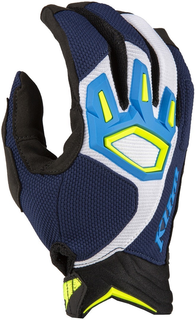 Klim Dakar Gants de motocross Blanc Bleu Jaune S