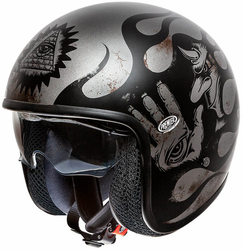 Premier Vintage Bd Chromed Titanium Jet Helm Zilver Xs premier kopen in de aanbieding