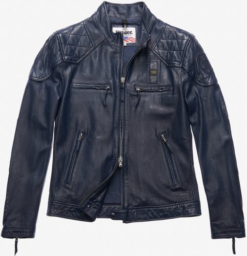 Blauer Usa Jones Geperforeerde Lederen Jas Blauw blauer kopen in de aanbieding