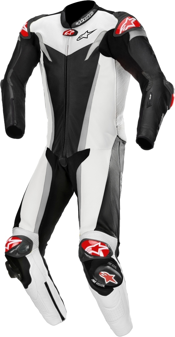 Alpinestars GP Tech v3 Tech-Air Combinaison de cuir perforé moto On... Noir Blanc Argent 46