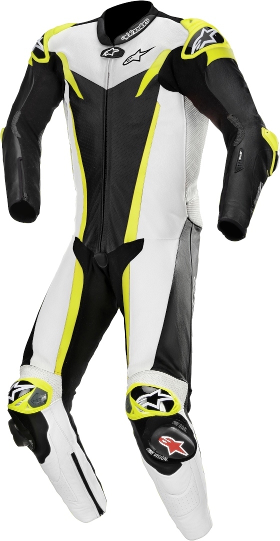 Alpinestars GP Tech v3 Tech-Air Combinaison de cuir perforé moto On... Noir Blanc Jaune 54