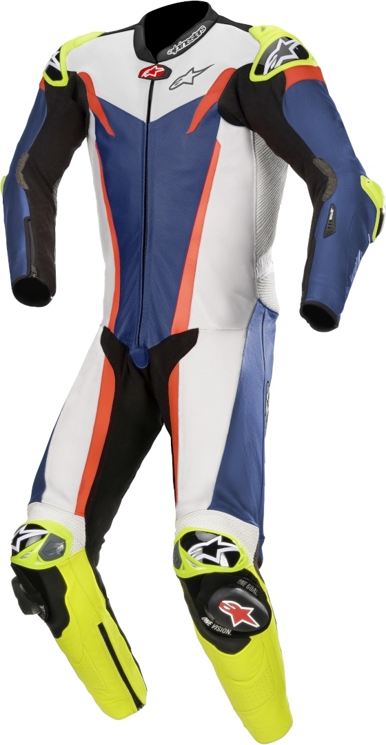 Alpinestars GP Tech v3 Tech-Air Combinaison de cuir perforé moto On... Blanc Rouge Bleu 56