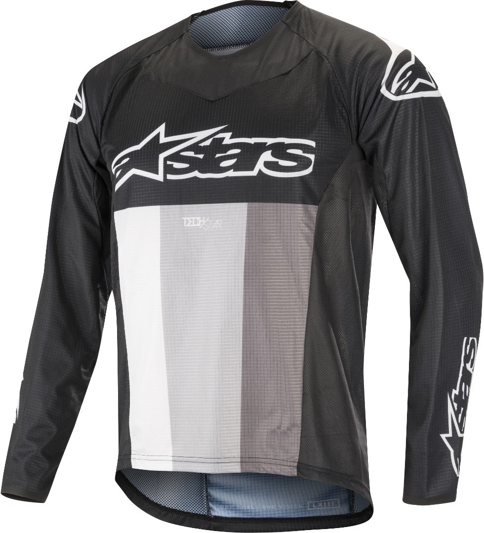Alpinestars Techstar Maillot cycliste LS Noir Gris Blanc S