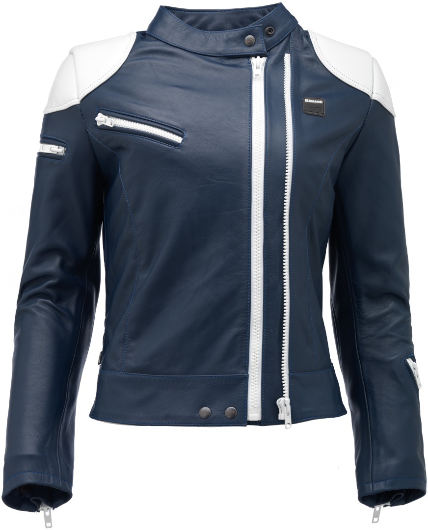 Image of Blauer Charlie Veste en cuir de moto de dames Blanc Bleu L