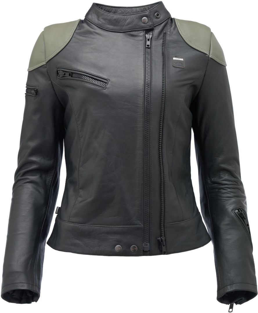 Image of Blauer Charlie Veste en cuir de moto de dames Noir Vert L
