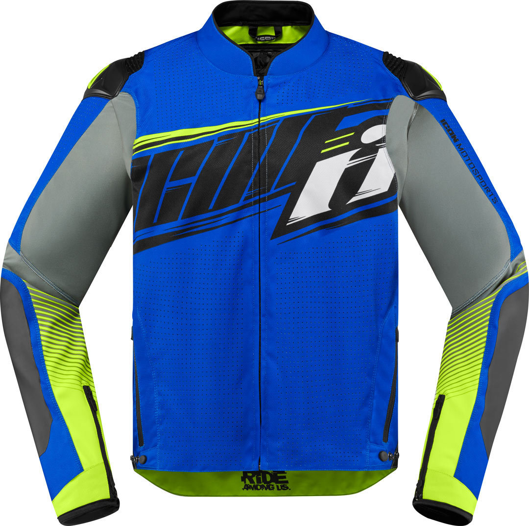 Icon Overlord SB2 Prime Motorcycle Textile Jacket Veste textile de ... Bleu 4XL