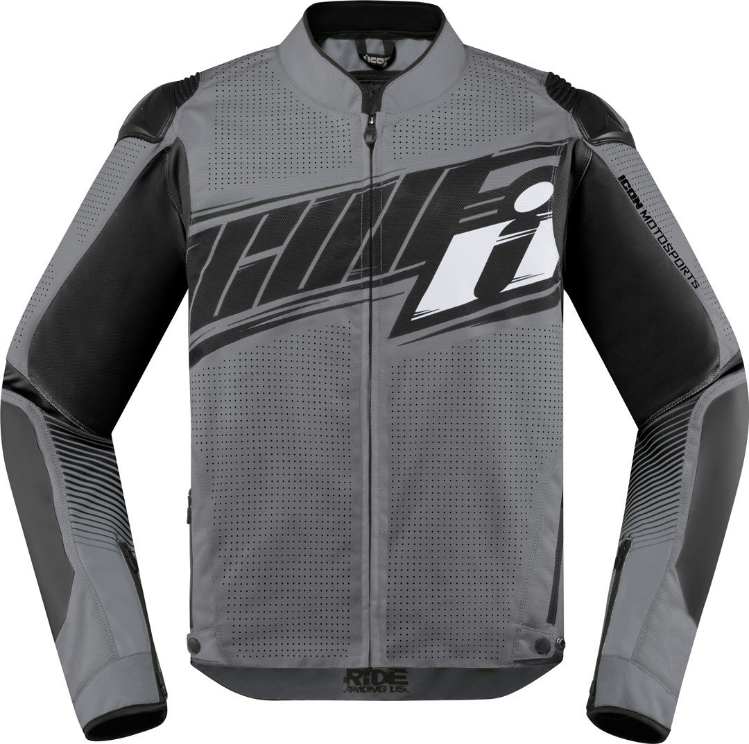 Icon Overlord SB2 Prime Motorcycle Textile Jacket Veste textile de ... Gris XL