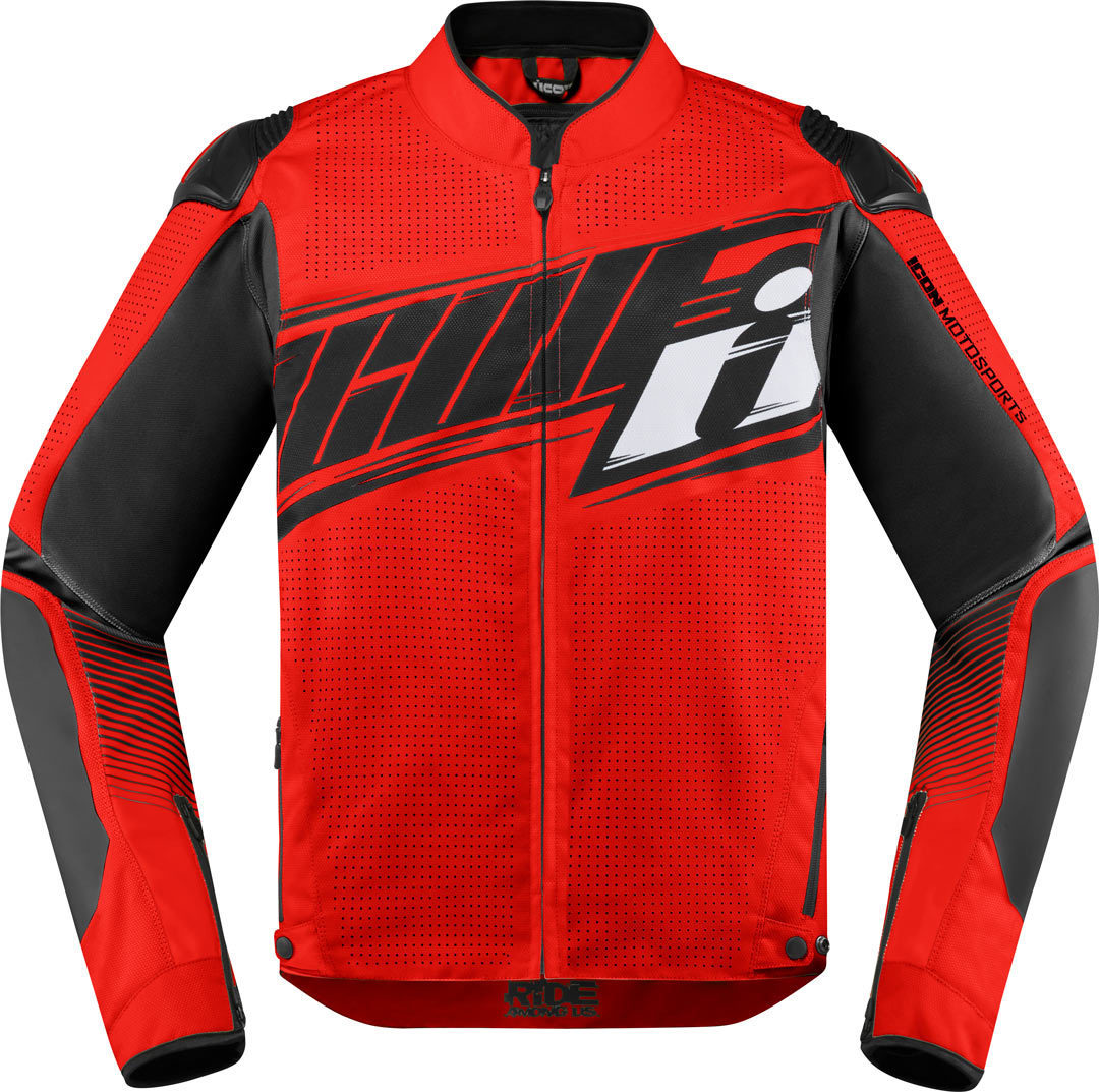 Icon Overlord SB2 Prime Motorcycle Textile Jacket Veste textile de ... Rouge 4XL