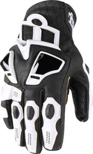 Icon Hypersport Short Motorcycle Gloves 0007 Zwart Wit icon kopen in de aanbieding
