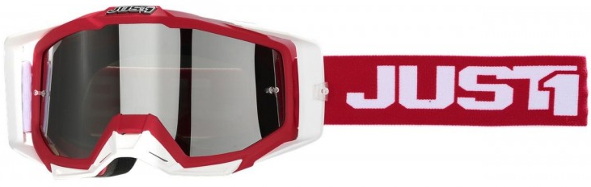 Image of Just1 Iris Track Motocross lunettes Blanc Rouge unique taille
