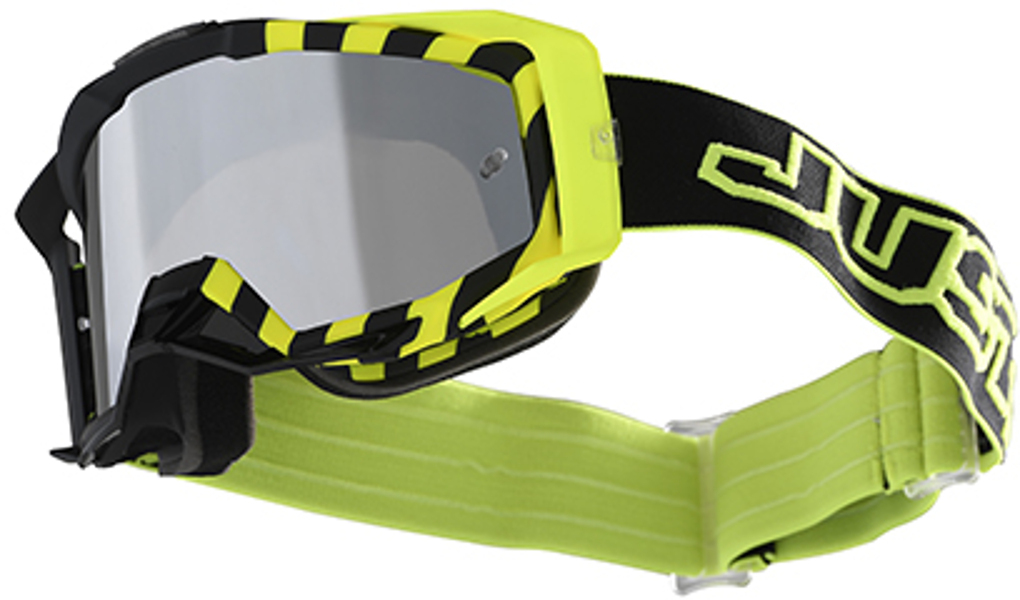 Just1 Iris Stripe Motocross lunettes Noir Jaune unique taille