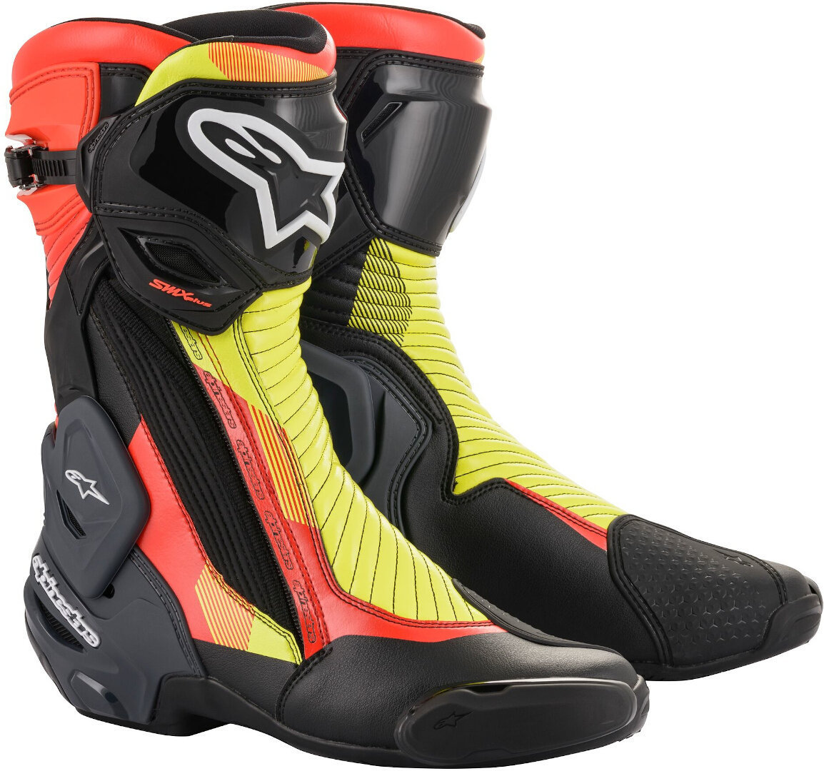 Alpinestars SMX Plus v2 Bottes de moto Noir Rouge Jaune 36