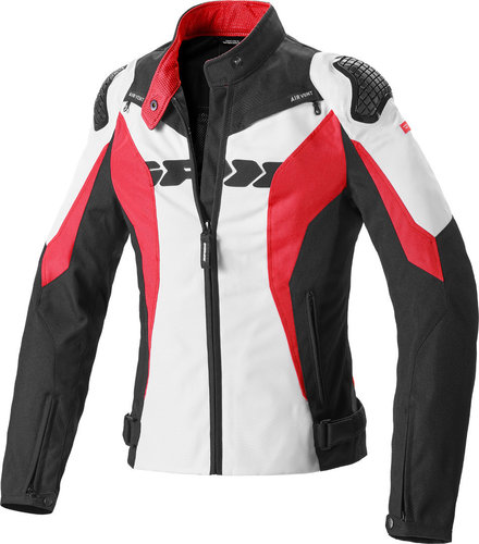 Spidi Sport Warrior Tex Women Motorcycle Textiel Jas Zwart Wit Rood spidi kopen in de aanbieding