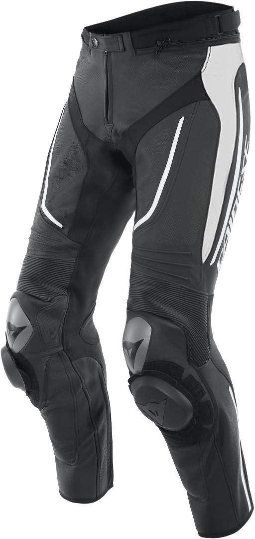 Dainese Alpha Pantalon en cuir de moto perforé Noir Blanc 54