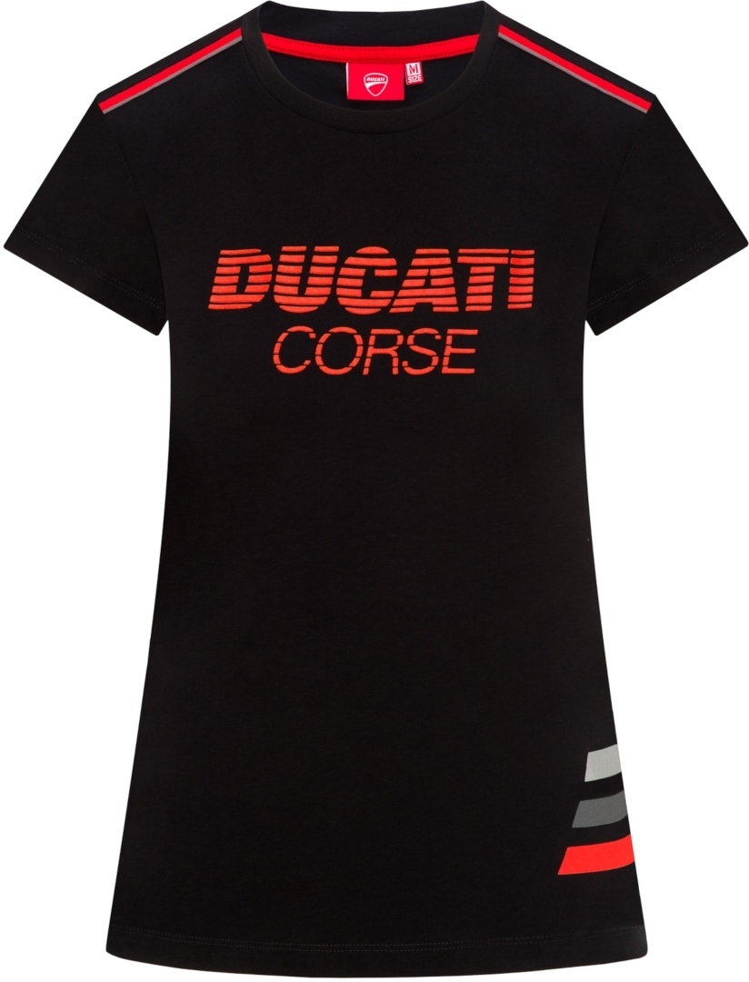 GP-Racing Ducati Striped T-shirt Dames Noir Rouge L
