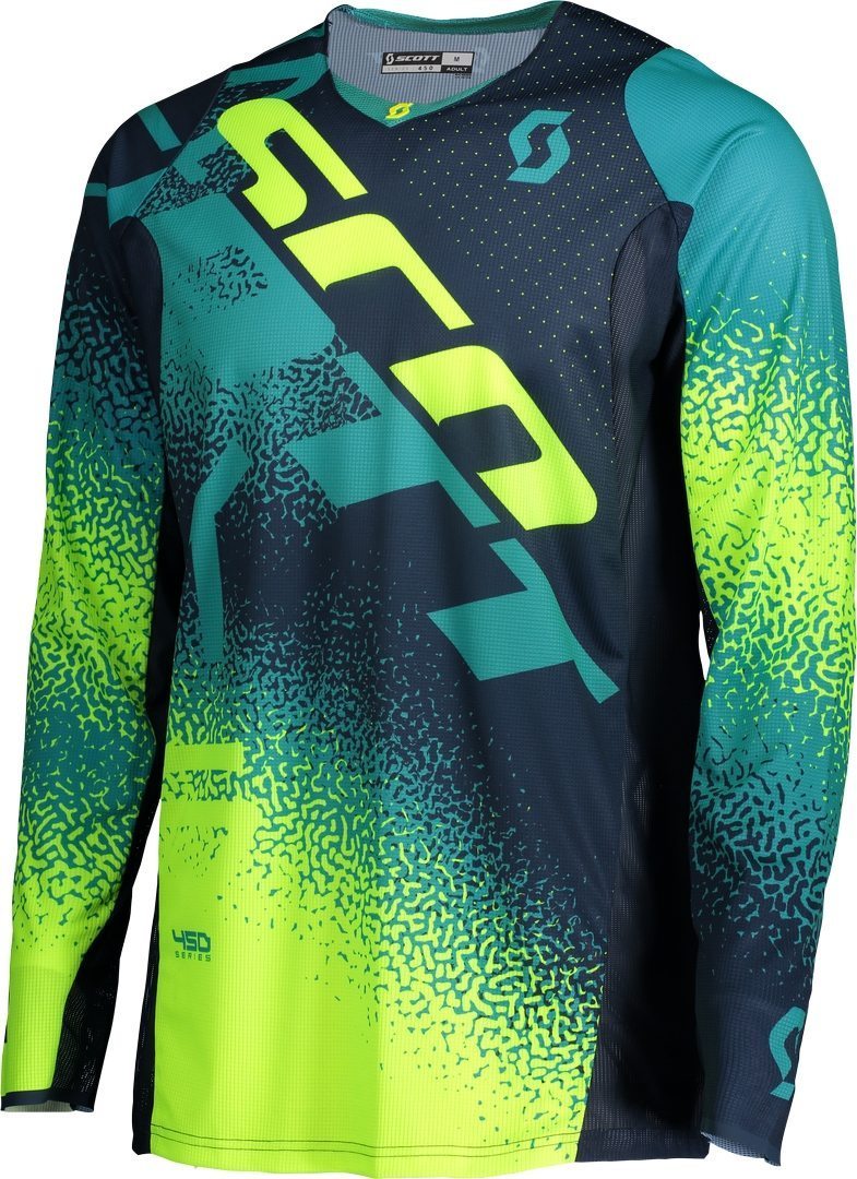 Scott 450 Noise Maillot Motocross Bleu Jaune L