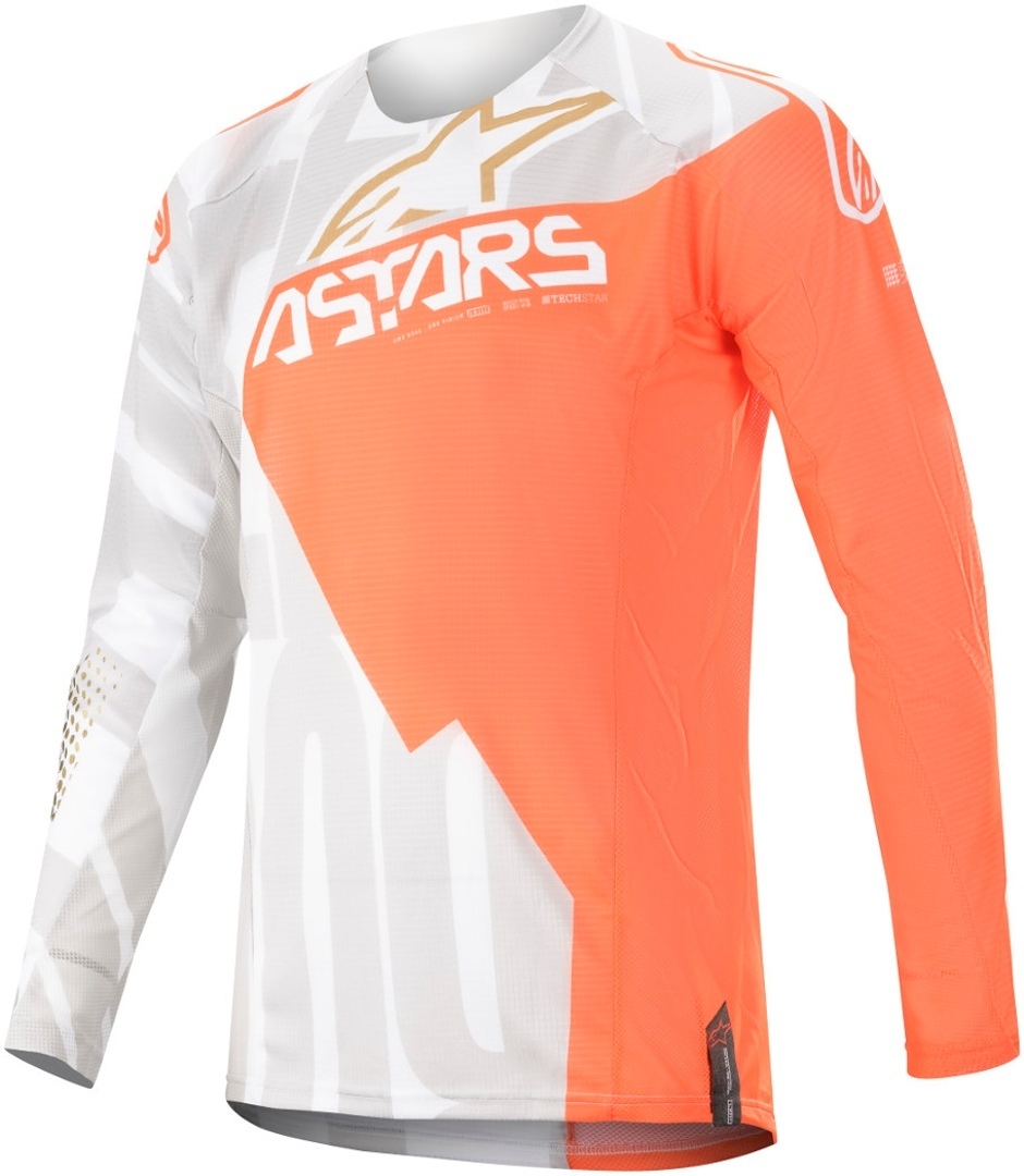 Alpinestars Techstar Factory Metal Maillot Motocross Blanc Orange M