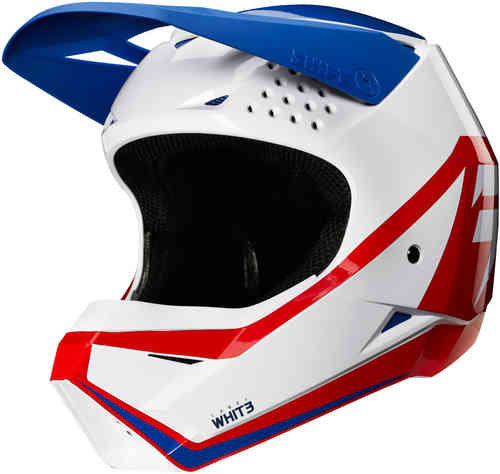 Shift Whit3 Label Race Graphic Casco de Motocross para niños Blanco Rojo Azul M