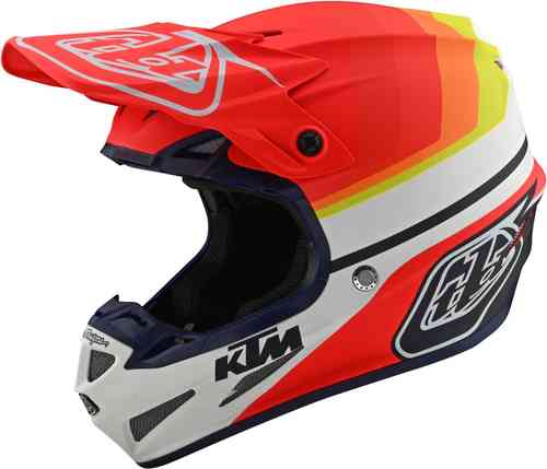 Troy Lee Designs SE4 KTM Mirage MIPS Casco de Motocross Blanco Rojo XL