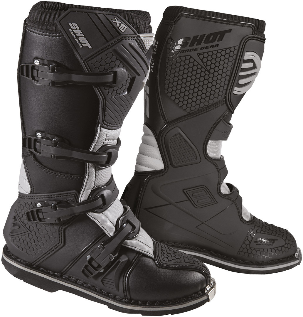 Shot X10 2.0 Black Bottes Motocross Noir Gris 39