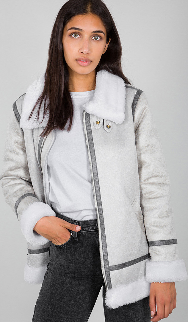 Image of Alpha Industries B3FL Veste Pour dames Gris Blanc L