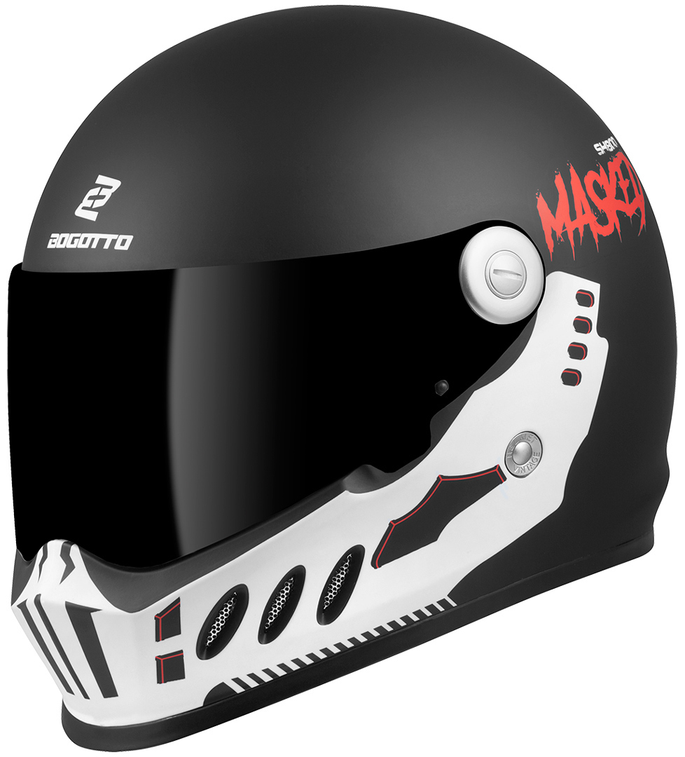 Bogotto SH-800 Masked Helmet Casque Noir Blanc S
