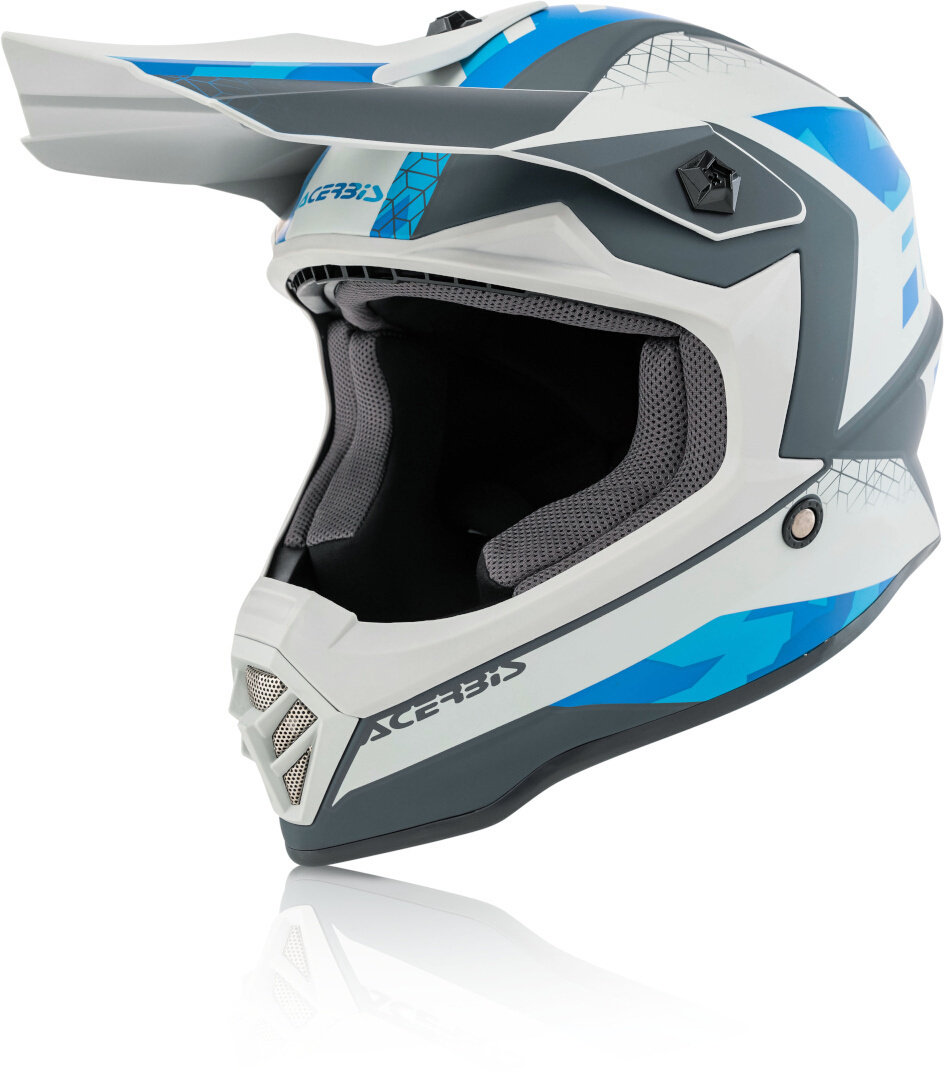 Acerbis Steel Junior Casque Motocross pour enfants Gris Bleu M
