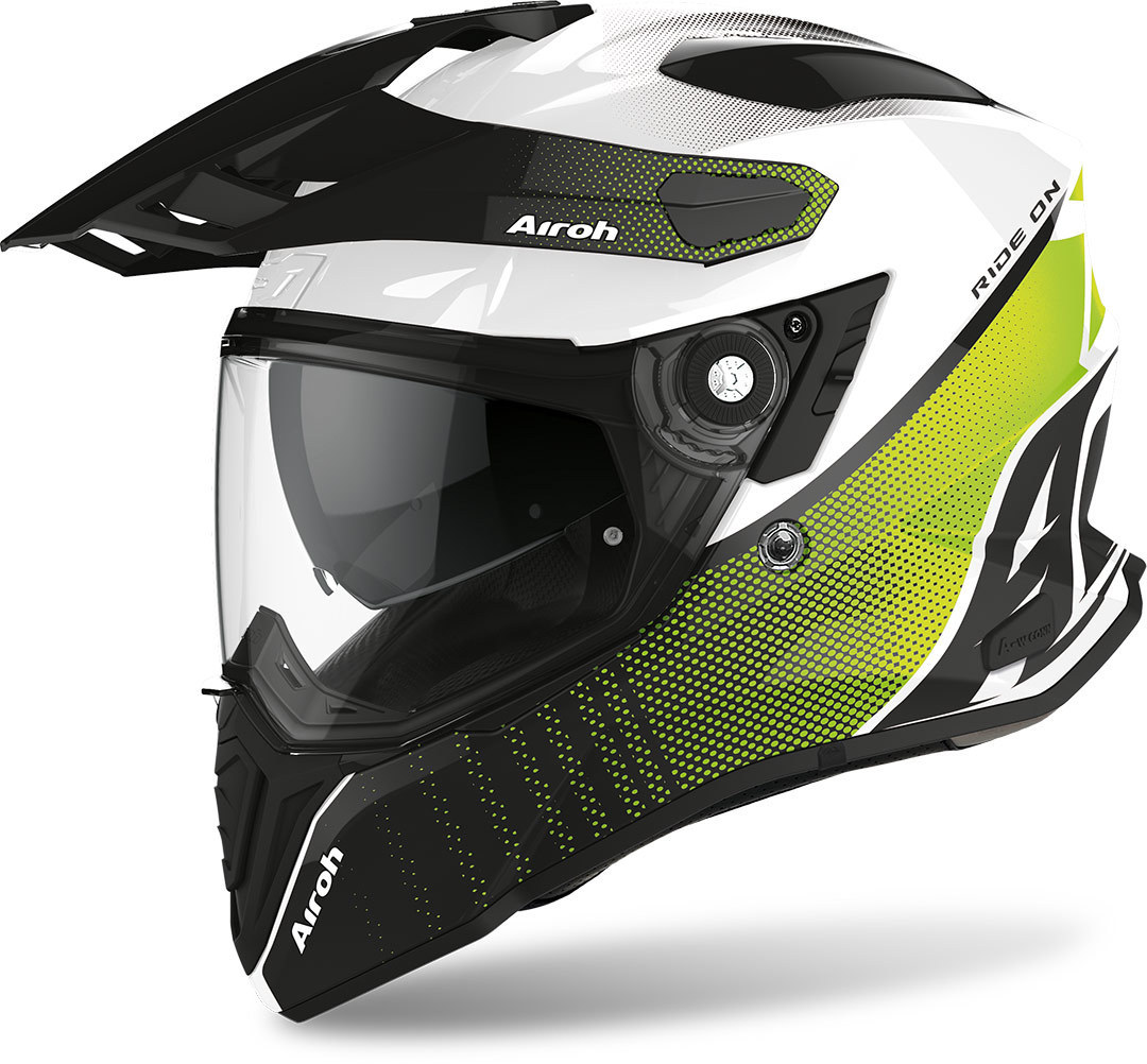 Airoh Commander Progress Casque Motocross Noir Blanc Jaune S